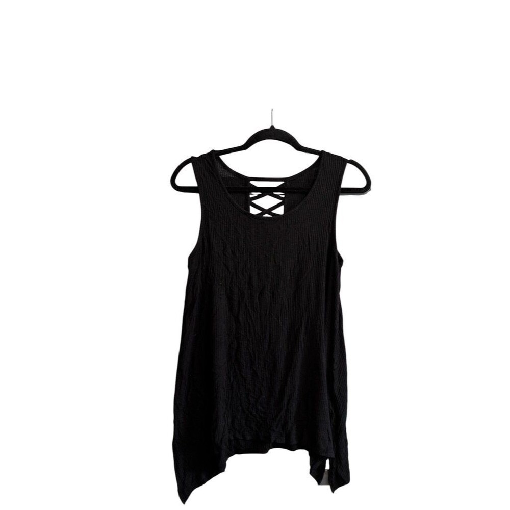 Faded Glory Black Sleeveless Tank Top with Crisscross Back Detail